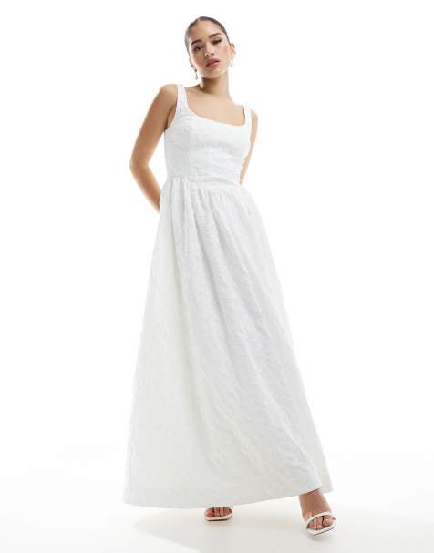 Ever New Bridal dropped hem jacquard maxi dress in ivory - view 1
