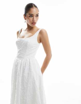 EVER NEW BRIDAL DROPPED HEM JACQUARD MAXI DRESS
