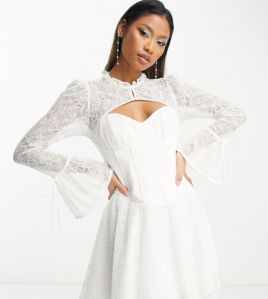 Ever New Bridal exclusive lace corset mini dress in ivory-White