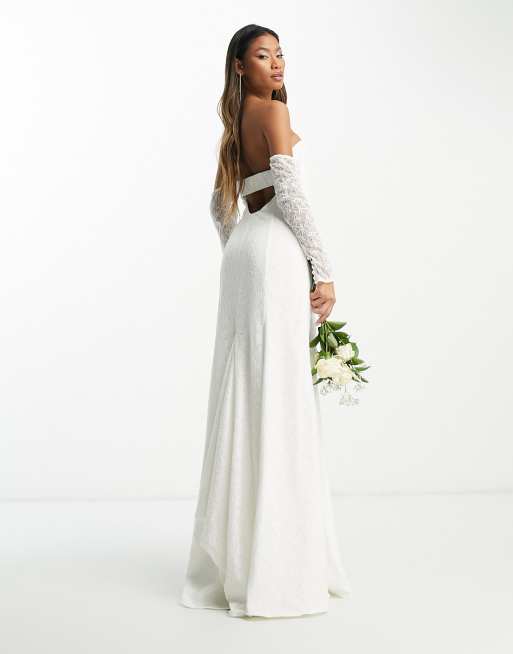 Forever New Bridal exclusive off shoulder lace maxi dress in ivory