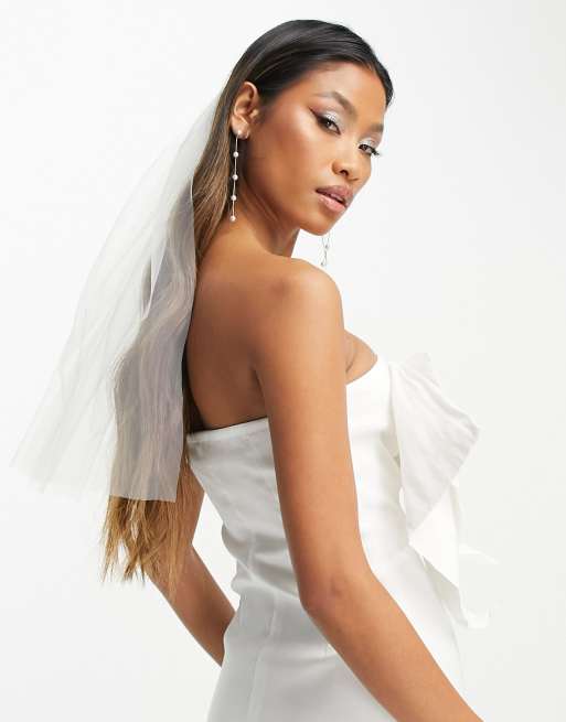 Aisle Style Ivory Satin Bow Hair Clip Mini Veil