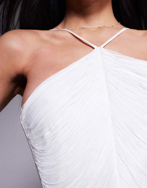 Ever New Bridal fringe drape midaxi dress in ivory, 4 of 4