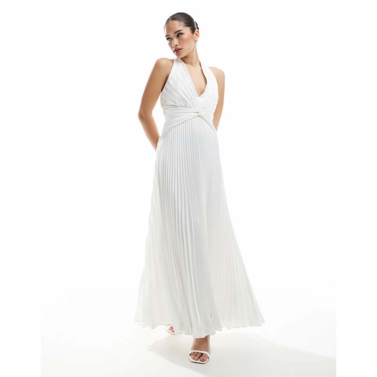 Ever New Bridal knot front pleated maxi dress in ivory | ASOS