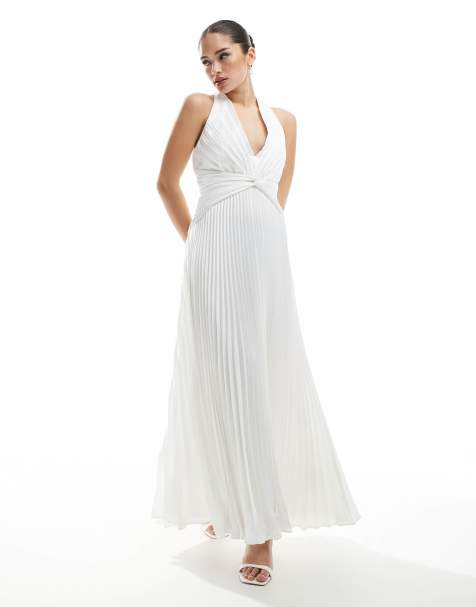 Ever New Bridal knot front pleated maxi dress in ivory