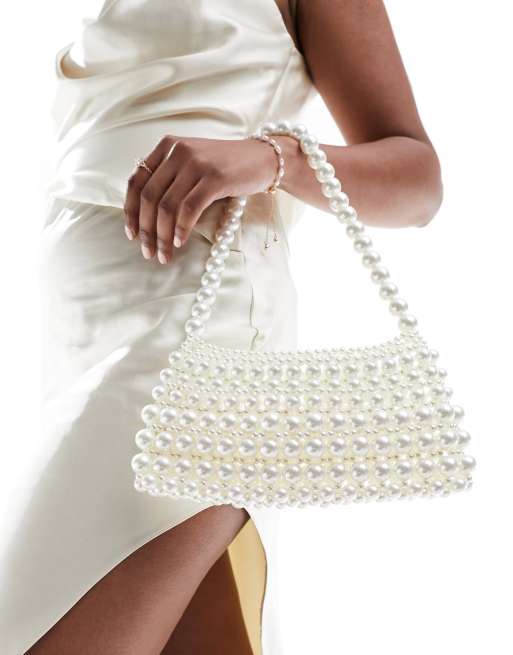 Ever New Bridal pearl shoulder bag in ivory ASOS