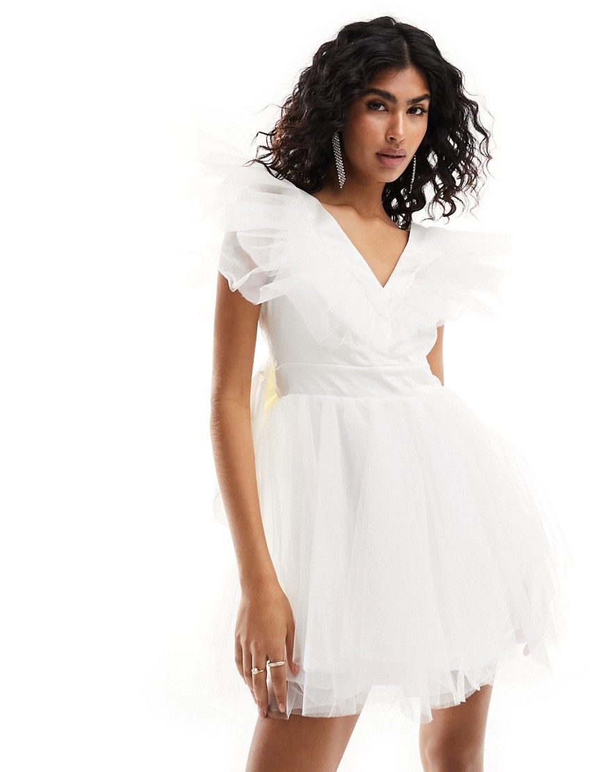 Bridal tulle mini dress in ivory-White