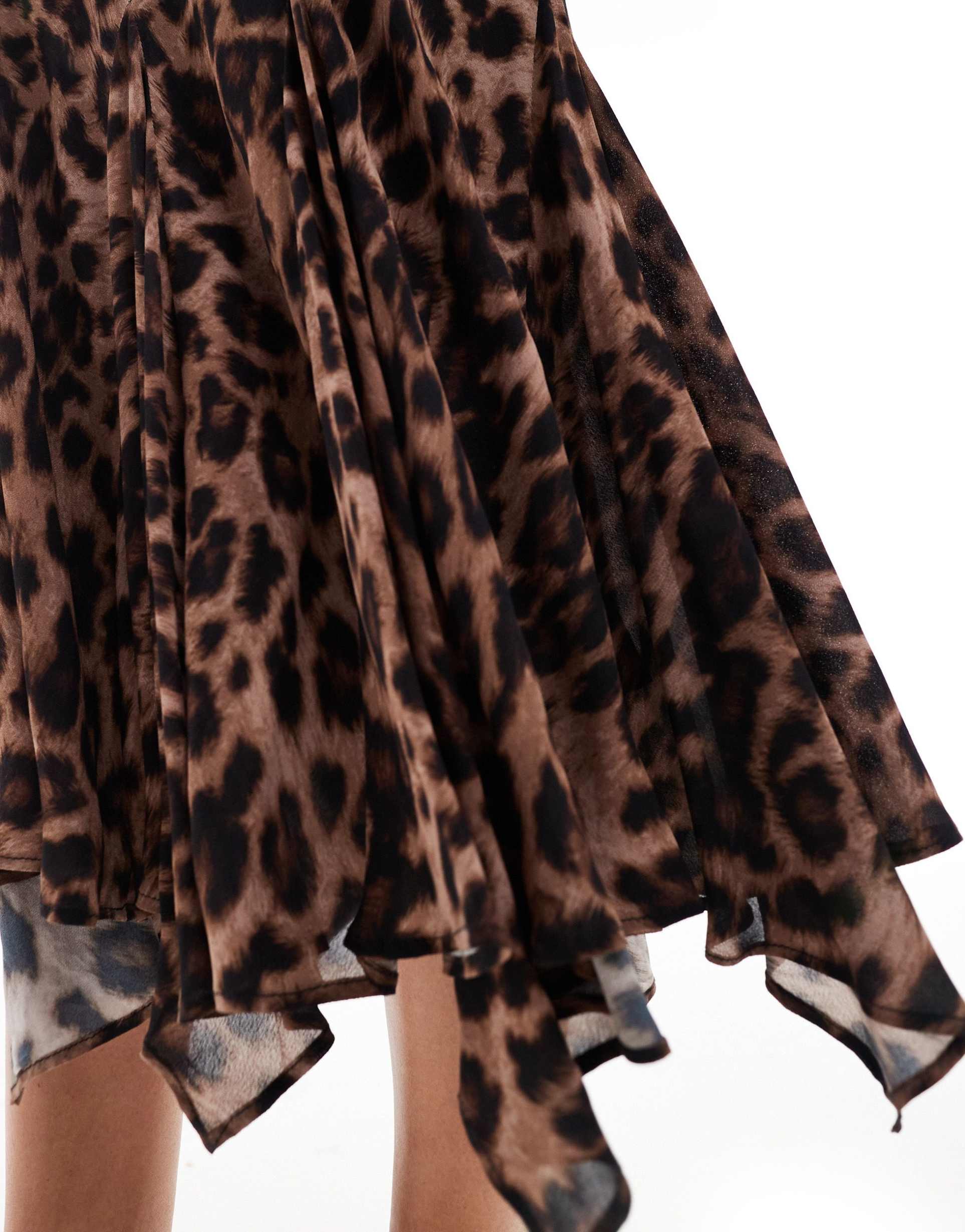 ever new chiffon cowl neck midaxi dress in leopard print