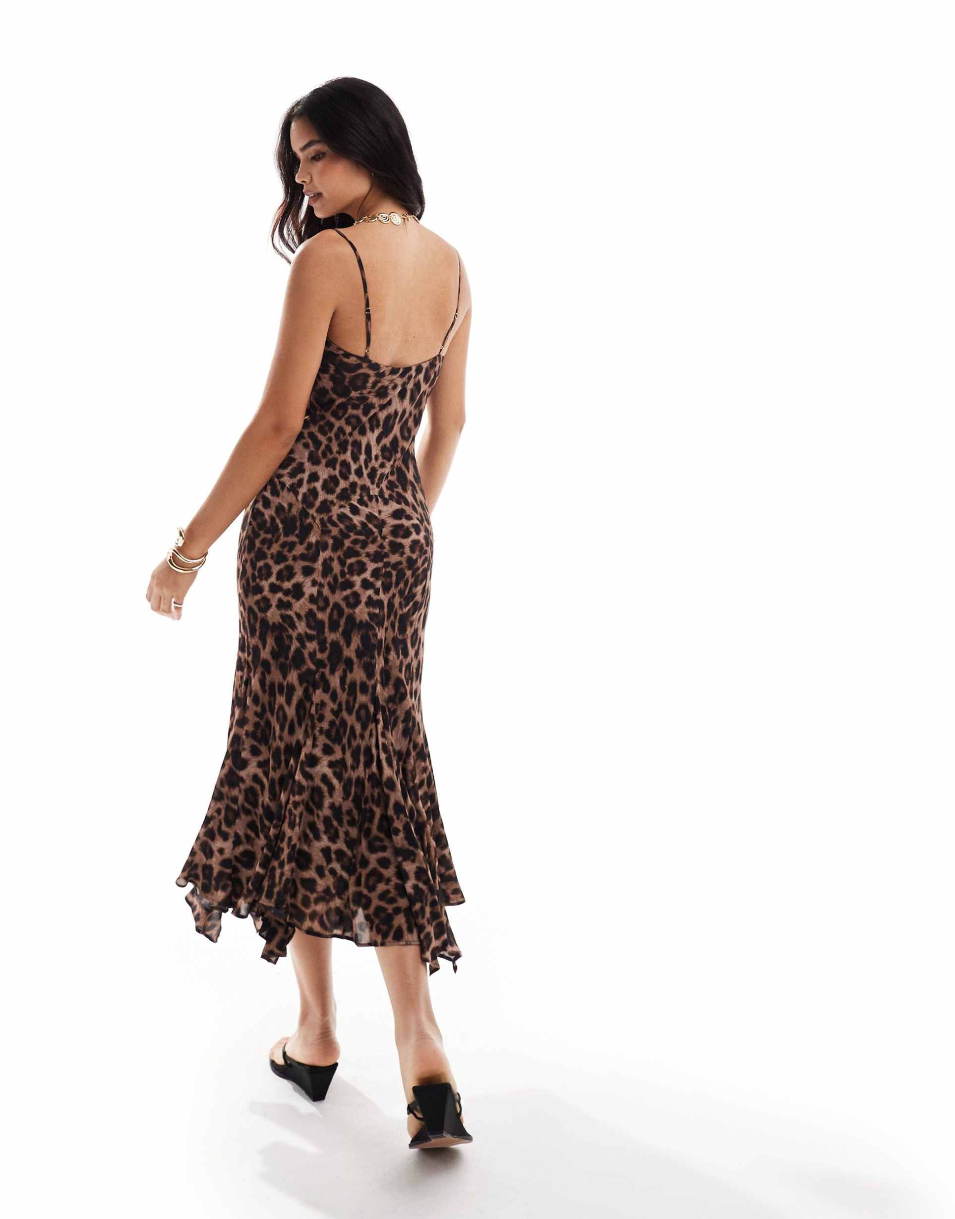 ever new chiffon cowl neck midaxi dress in leopard print