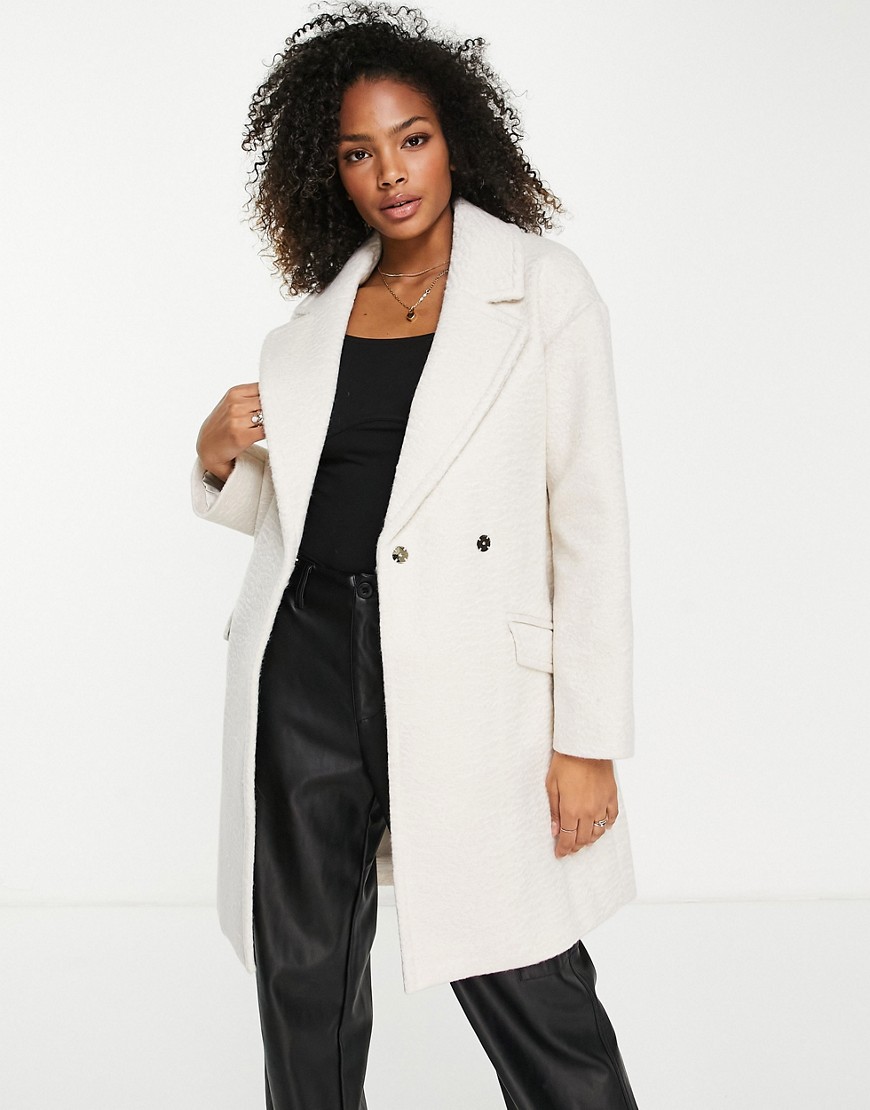 Forever New Ever New Collared Coat With Pocket Detail In Cream-neutral