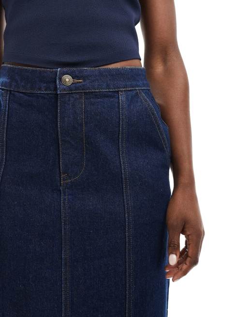 【BAON】Shingaf Stitch Dark Blue Denim Long Skirt BAON】Shingaf Stitch Dark Blue Denim Long Skirt (BAON