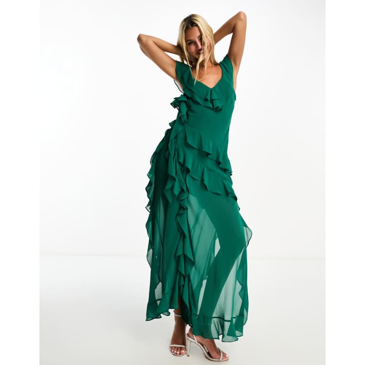 Emerald top ruffle dress