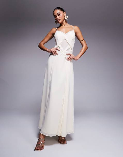Ever New criss cross godet maxi dress in buttercream