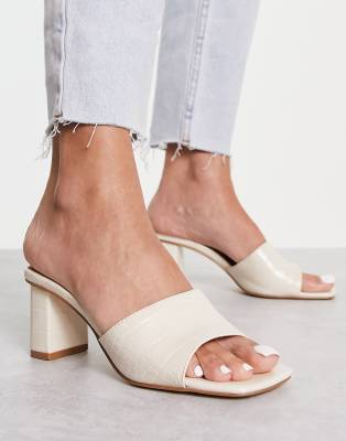 Ever New Croc Block Mules In Bone-white