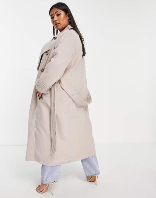 Stone Panel Detail Belted Trench Coat