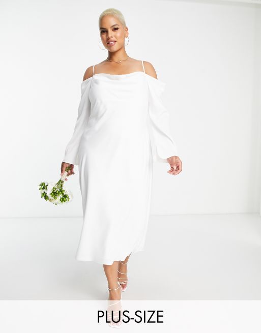 Ivory cold shoulder dress hotsell