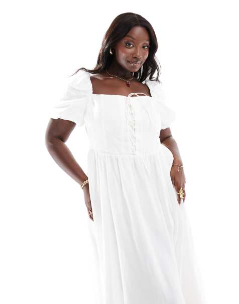 Ever New Curve corset bow midaxi dress in ivory