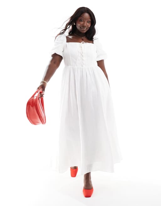 Ever New Curve corset bow midaxi dress in ivory, 4 of 4