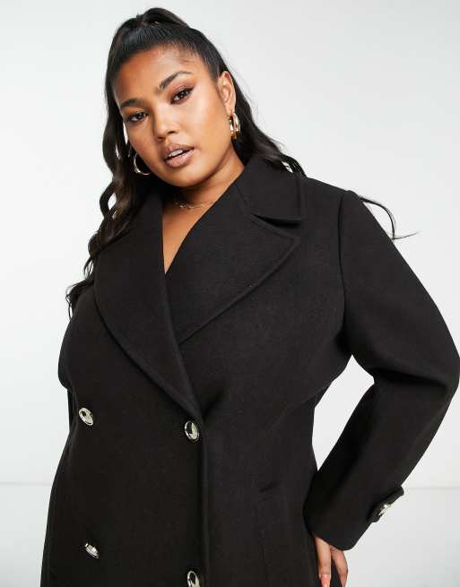 Ever New Curve dressy collared pea coat in black