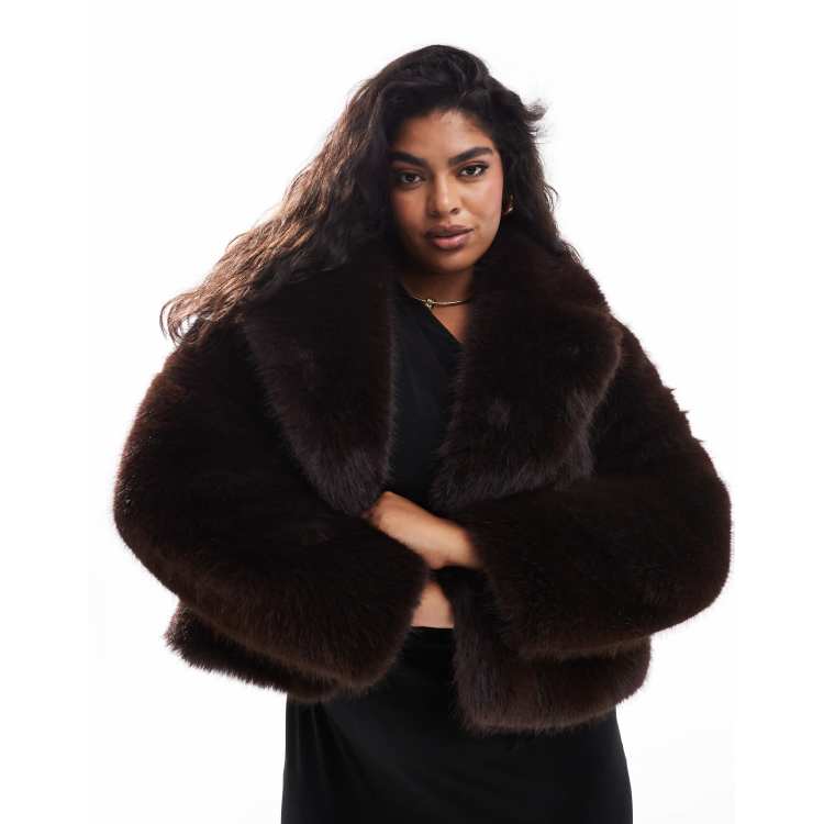 Ever New Curve faux fur coat in chocolate | ASOS