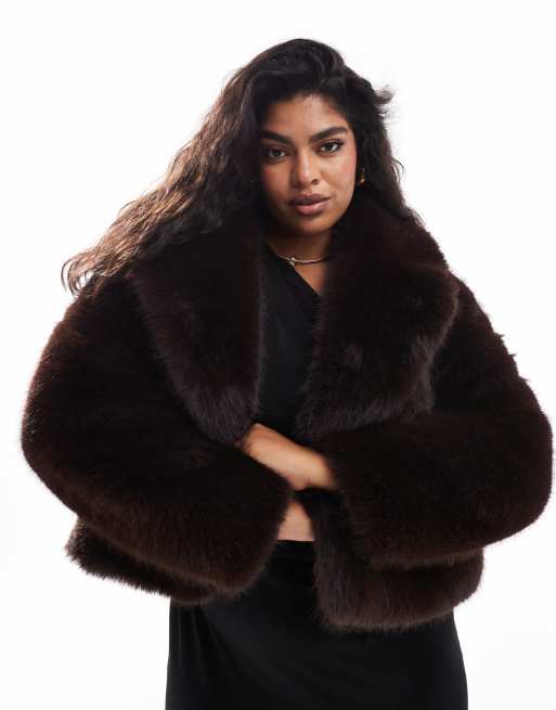 Ever New Curve faux fur coat in chocolate
