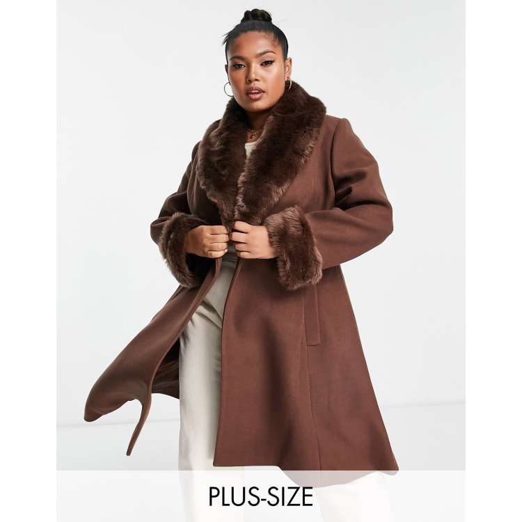 Knock Out Faux Fur Jacket - Chocolate - Chocolate / S