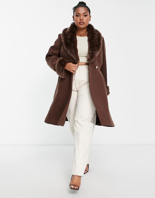 Fur hot sale lapel coat