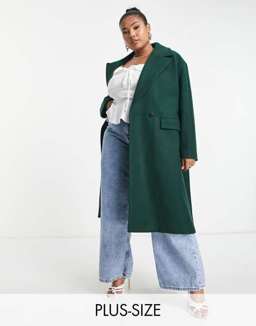 Ever New Curve formal cocoon coat in emerald green | ASOS