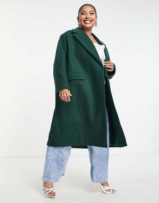 Ever New Curve formal cocoon coat in emerald green ASOS