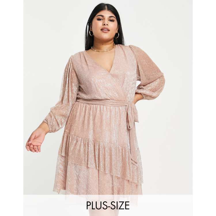 Forever unique plisse prom maxi dress in rose gold hotsell