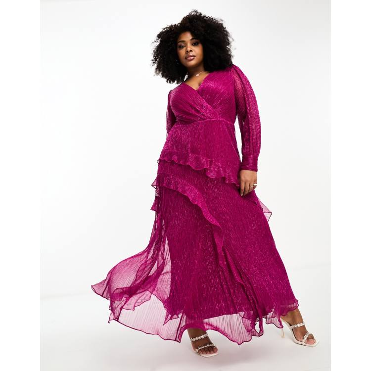 white christmas dresses FUCHSIA PINK ROUND NECK CRYSTAL EMBELLISHED DRESS | CULT MIA