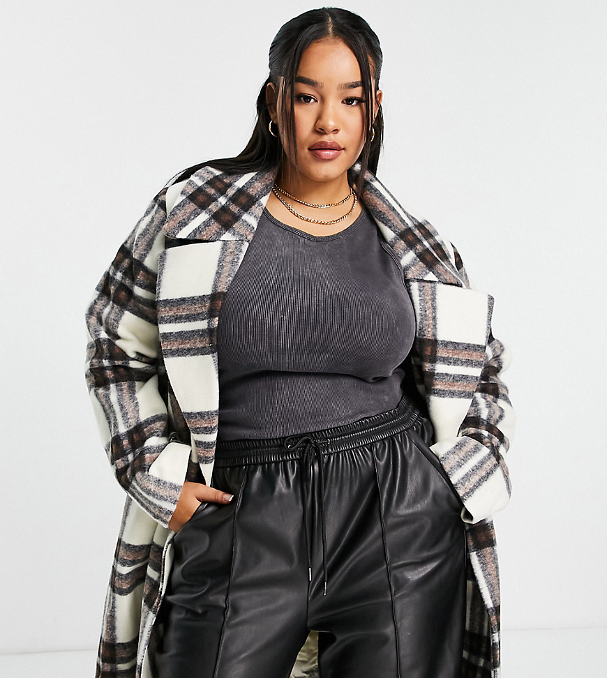 Forever New Curve Ever New Curve Smart Coat In Oversized Mono Check-multi