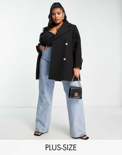 Plus size hotsell black pea coat