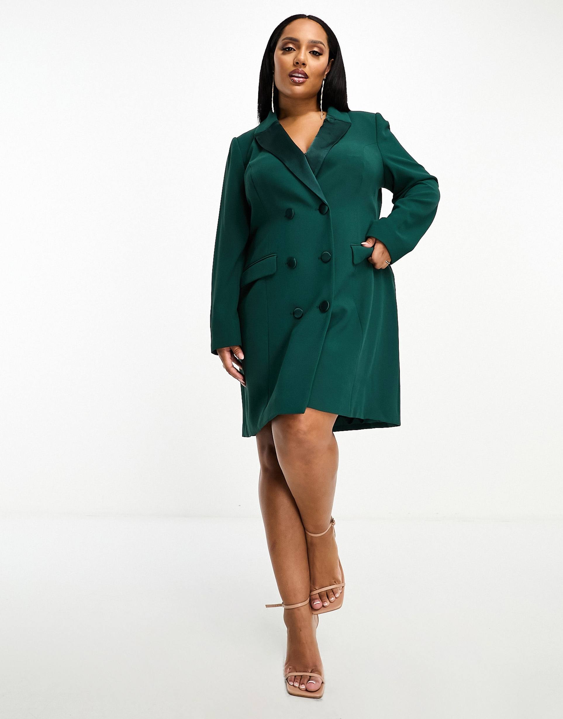 ever new curve tailored blazer dress in emerald