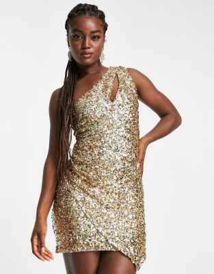 Forever New Ever New cut out drape sequin mini dress in bronze