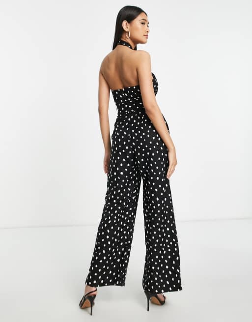 Polka dot strapless store jumpsuit