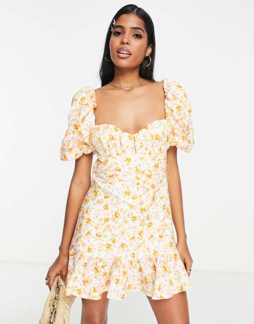 ASOS DESIGN ring detail cutout mini dress in ditsy floral