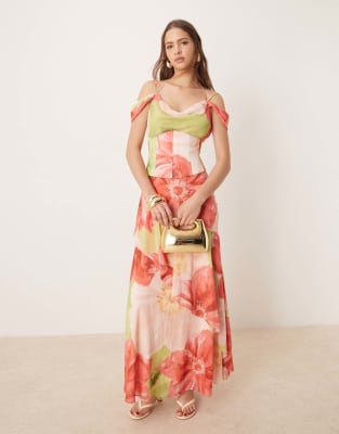Ever New Detachable Corset Maxi Dress In Red