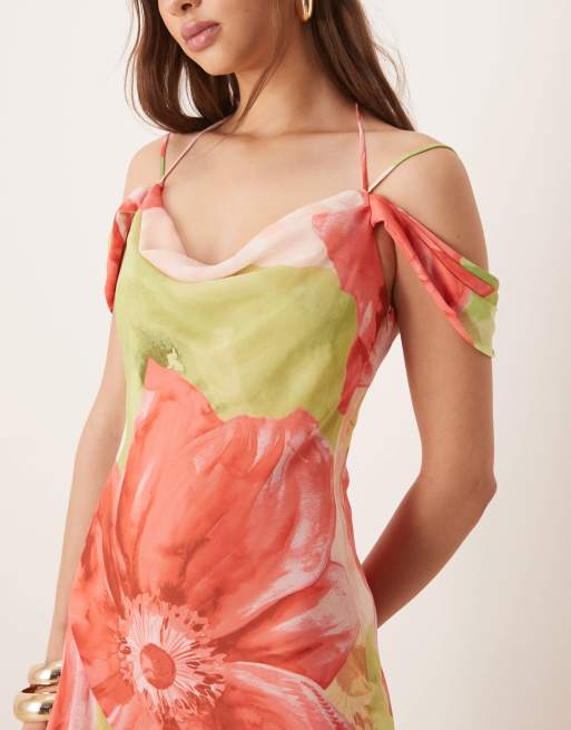 Ever New detachable corset maxi dress in red oversized floral, 4 of 4