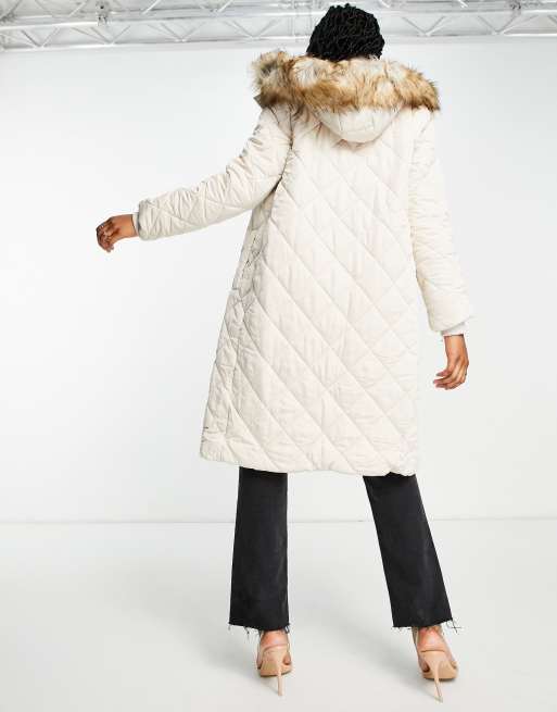 Quilted down and 2024 faux fur parka