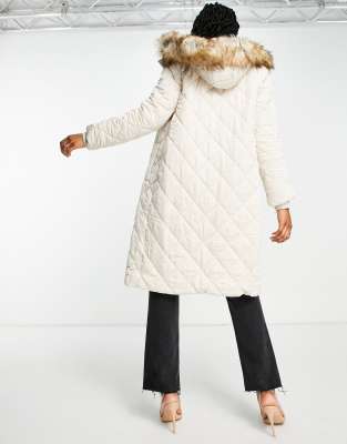 diamond quilted down coat