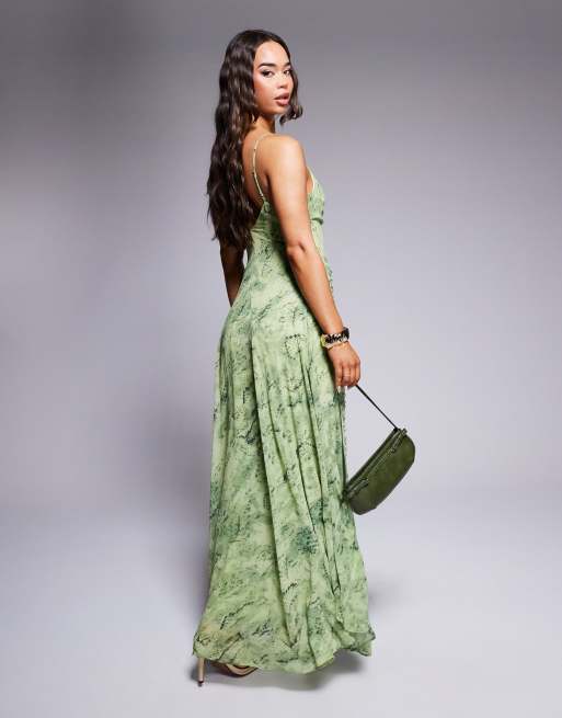 ever new green dress V Neck Mermaid Layered Green Satin Long Prom Dresses, V Neck Mermaid G –  Shiny Party main image 1