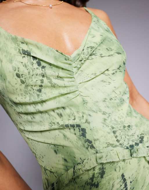 green snake print maxi dress Green Snake Print Dress main image 1
