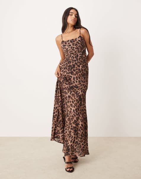 Ever New exposed cup corset maxi dress in leopard print