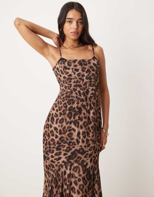Print Midi Moon River Leopard Dress Ever New Exposed Cup Corset