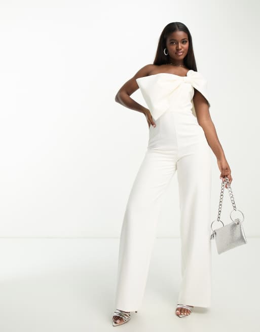 White store bow jumpsuit