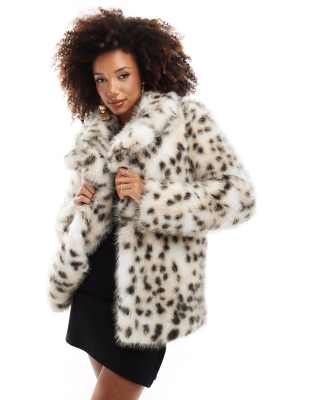 faux fur coat in animal-Multi