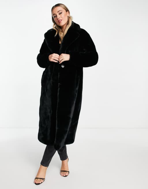 Forever New Faux Fur Maxi Coat In Black | peacecommission.kdsg.gov.ng