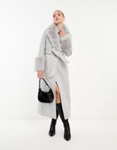 Ever New Petite faux fur collar coat with cuffs in pink - ShopStyle
