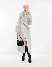 Ever New Petite faux fur collar coat with cuffs in pink - ShopStyle