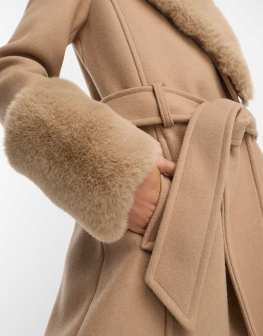 Camel faux clearance fur coat